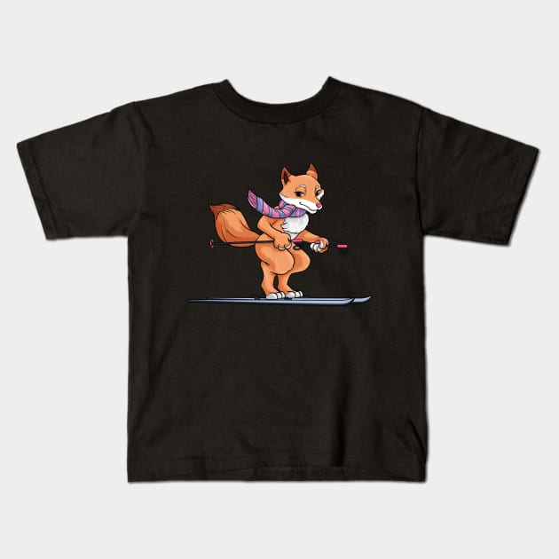 Beautiful fox as a skier Kids T-Shirt by Markus Schnabel